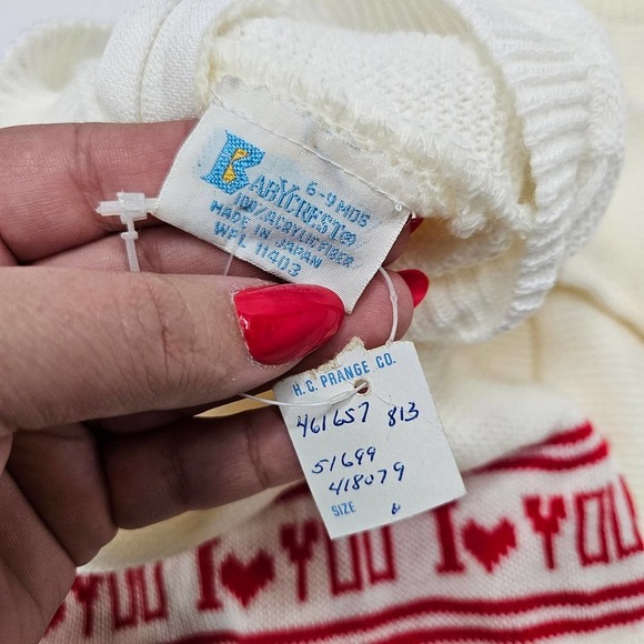 NEW Vintage BabyCrest Sweater Knit Set Outfit 6-9 months Ivory I (Heart) You - Picture 5 of 9